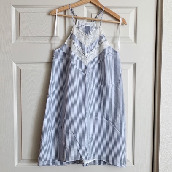 BCBGeneration Pinstripe Lace Square Neck Dress XS - Picture 3 of 11